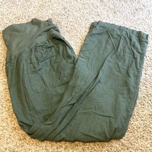 Maternity Linen Pants in Sage Green